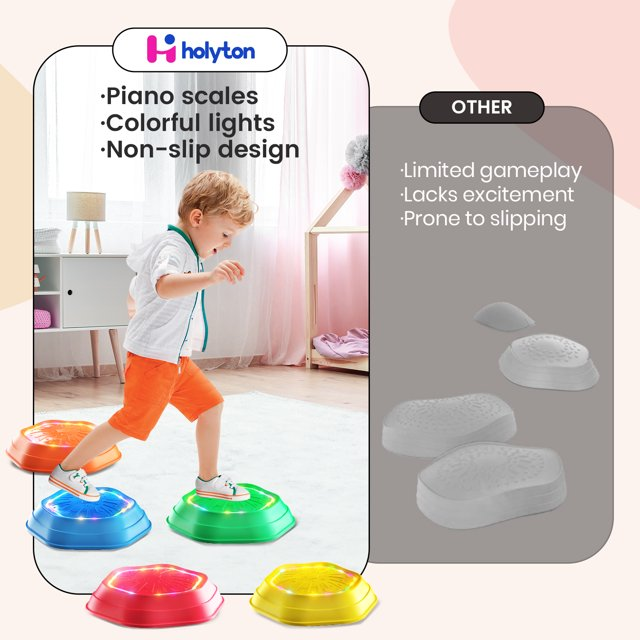Holyton Music & Light up stepping stones for kids