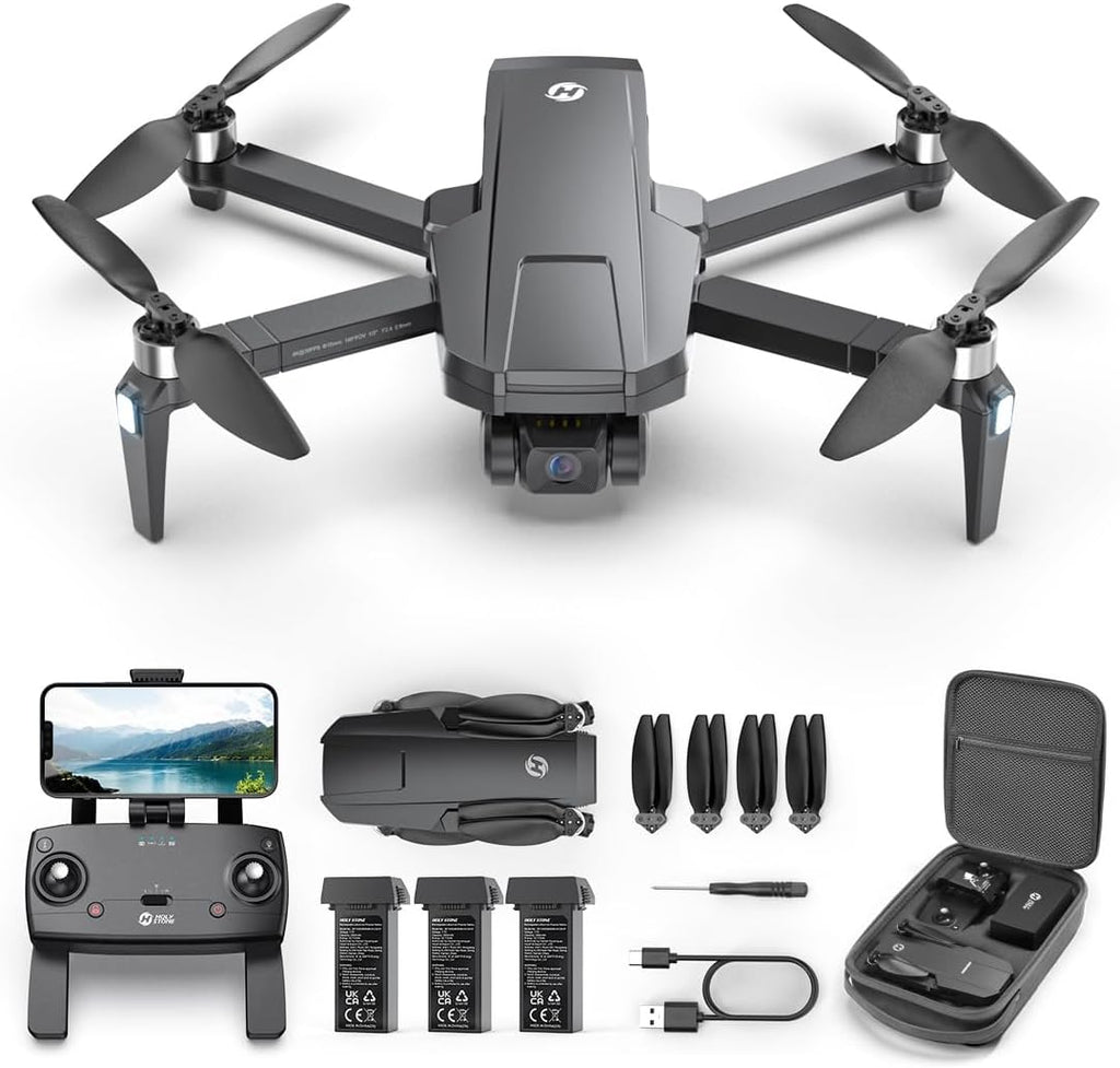 Holy Stone HS720R 3 Axis Gimbal GPS Drones with 4K EIS Camera for Adults, with 3 batteries