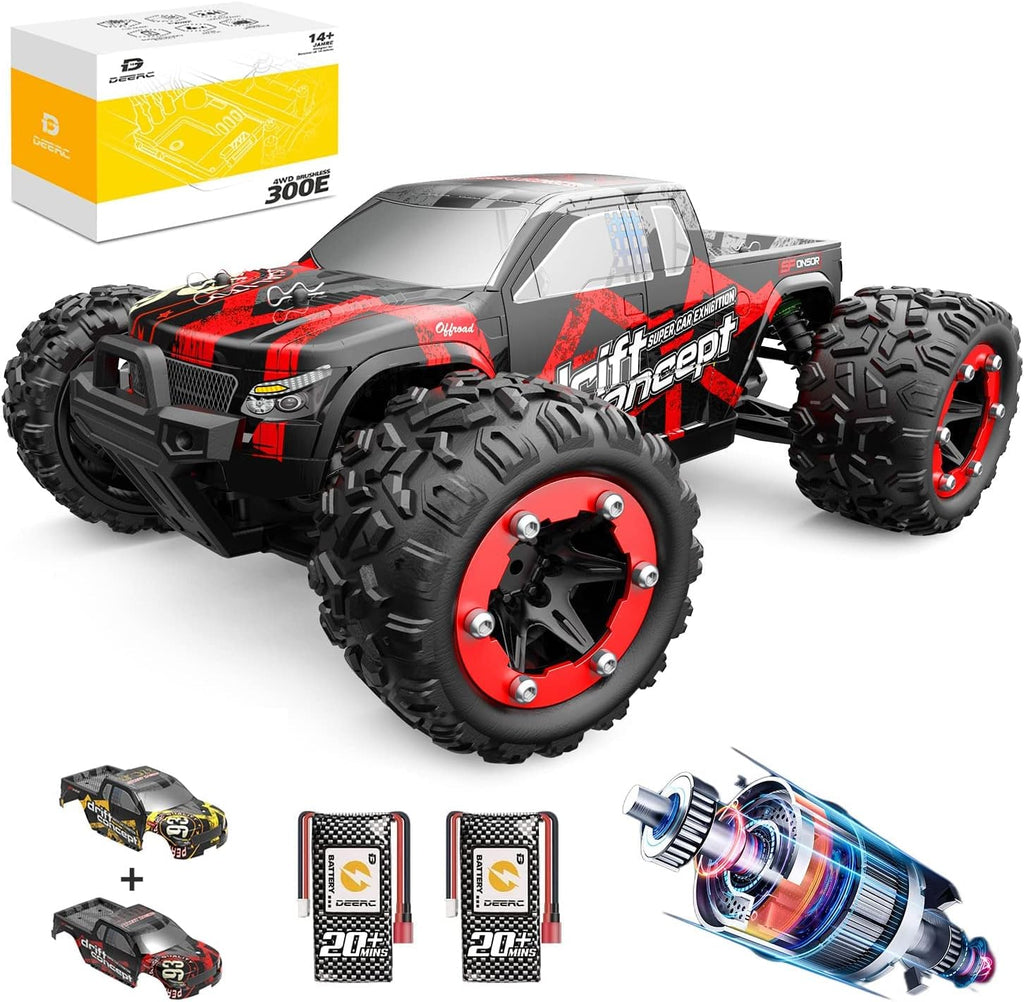 DEERC 300E Brushless RC Cars 60KM/H High Speed 4WD 1:18 Scale Monster Truck for Kids Adults