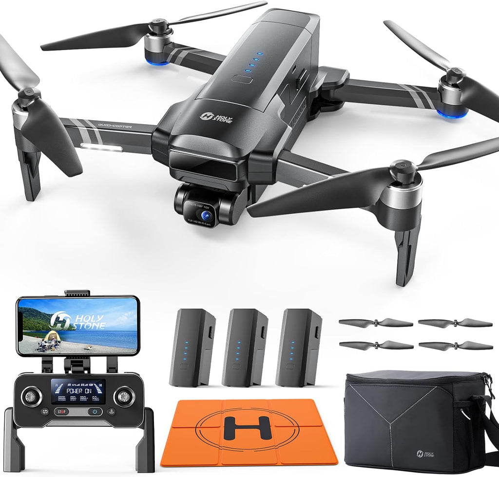 Holy Stone HS600 2-Axis Gimbal Drones with 4K EIS Camera, with 3 batteries