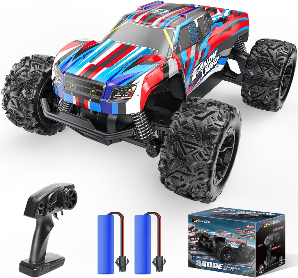 DEERC 8600E RC Cars, High Speed 2.4 GHz All Terrain Remote Control Monster Truck with 2 Batteries for 40 Min Play