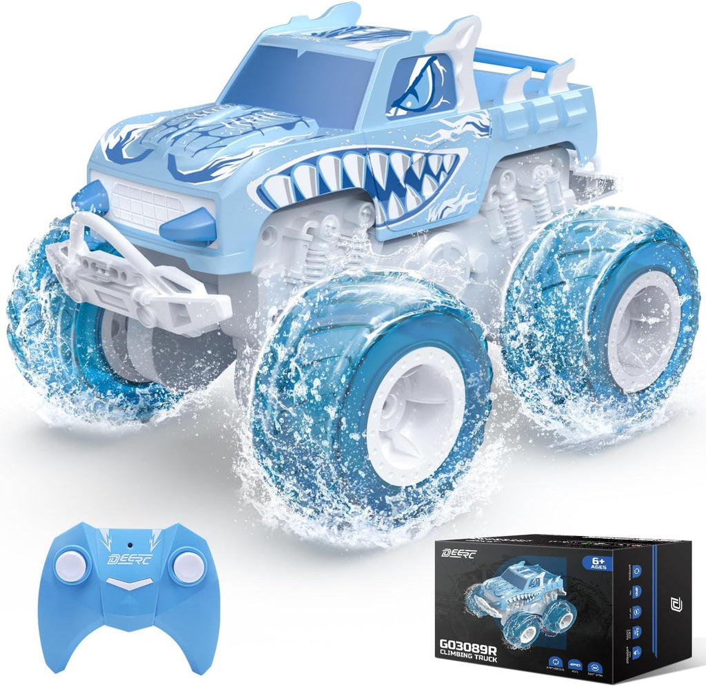 G03089R DEERC RC Monster Truck Boat with 2 Batteries